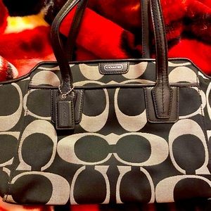 Black and Beige Coach Shoulder Bag